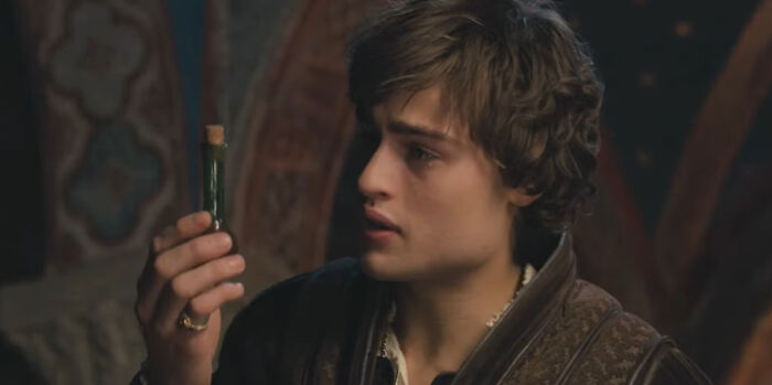 Romeo drinks poison thinking Juliet’s dead, and then she wakes up—umm, timing is *everything* guys!