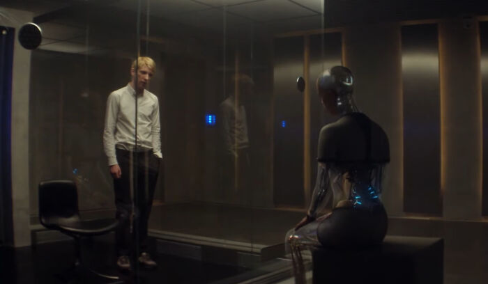 Caleb in Ex Machina trusts a slick AI over his own boss, and yep, everything goes off the rails big time.