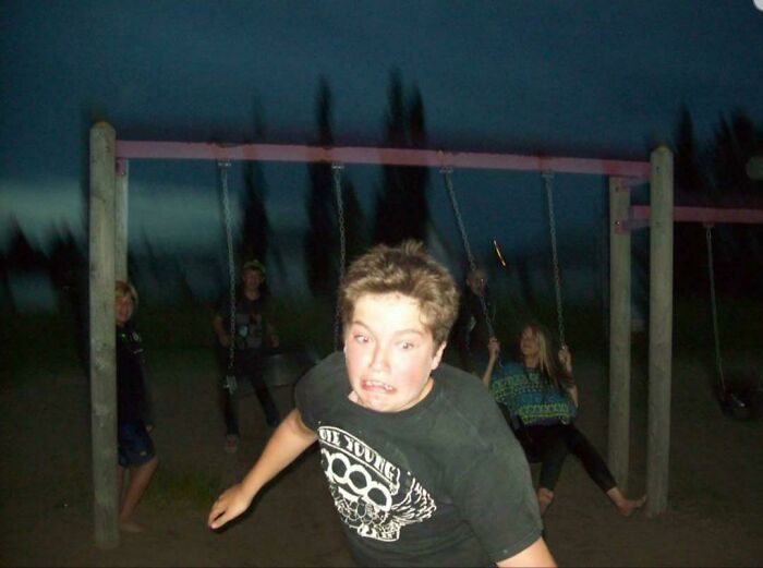 13-Year-Old Tries To Jump Far Off Swing — Hits Pole! Ouch!