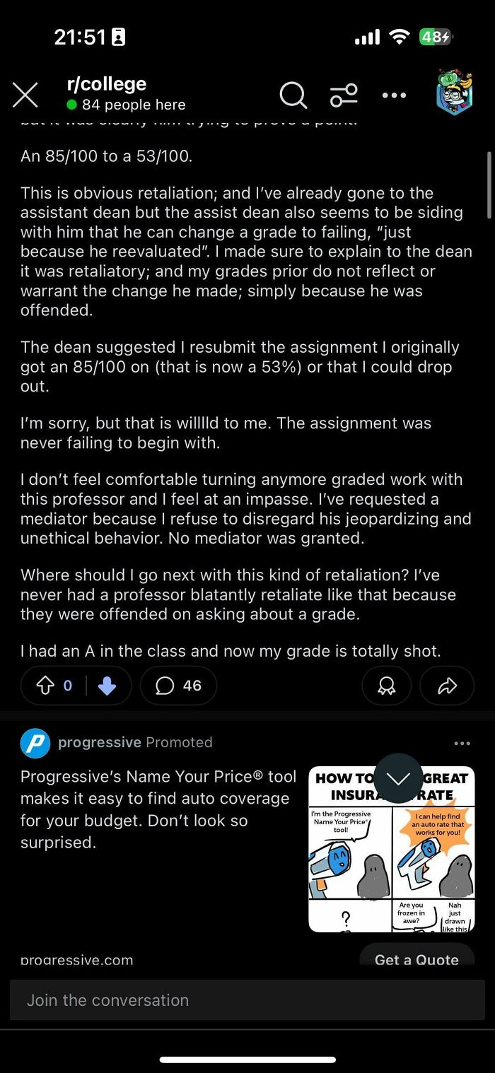 Professor Regrades My Assignment And Lowers My Grade Even More... Awesome.