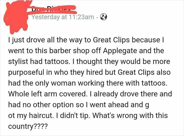 Boomer Storms Out Because Barber Has Tattoos—No Tip Either!