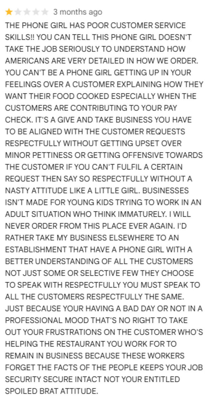 Local Boomer Furious About Menu Changes