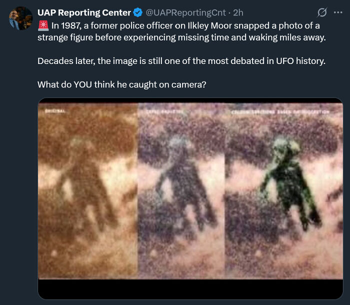 UK Police Officer Photographs Ilkley Moor Alien in 1987—Still a UFO Mystery