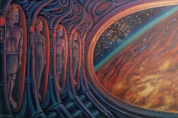 Oil Painting Featuring Ancient Astronauts—Because Somebody Has to Paint the Weird Stuff