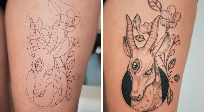 My Third Eye Deer Tattoo, Designed and Inked By Me – Thoughts?
