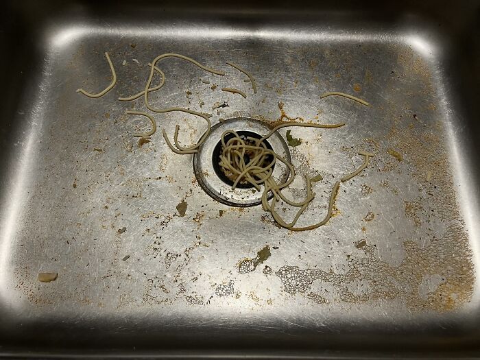 He "Finished" The Dishes And The Sink Looks Like A Saucy Crime Scene