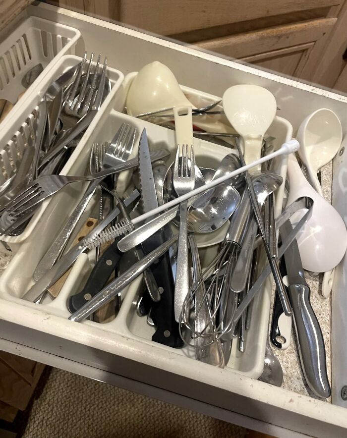He Emptied The Dishwasher... But Left Dirty Utensils Behind