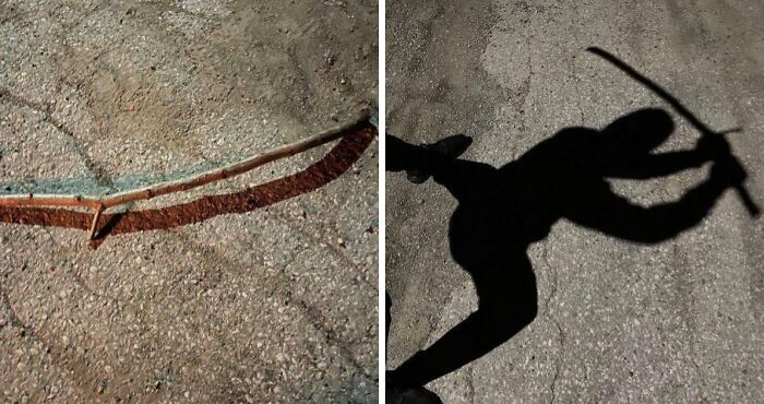 Stick Looks Like A Katana In The Shadows—Epic!