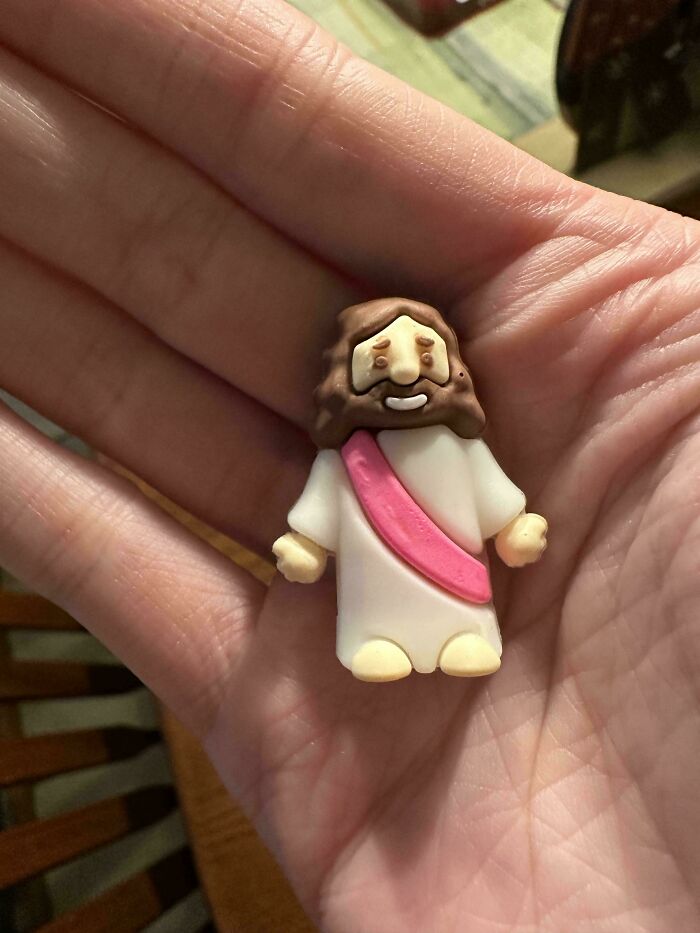 Someone Sneaked Tiny Pink-Sashed Jesus Into My Bag!