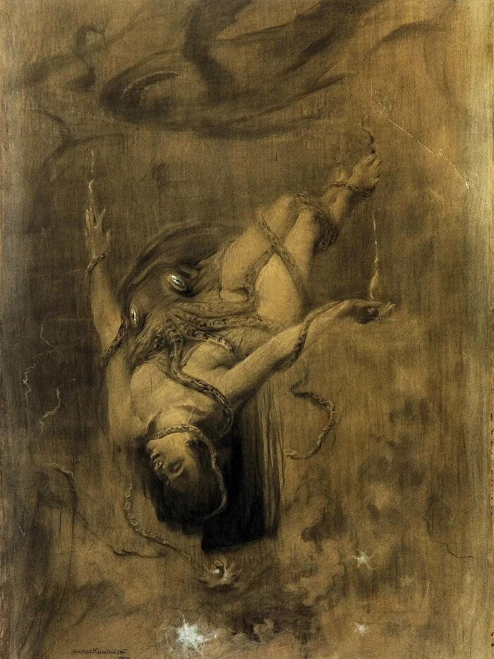 Topielica: Drowned Woman With Octopus, Circa 1900 By Antoni Kamieński