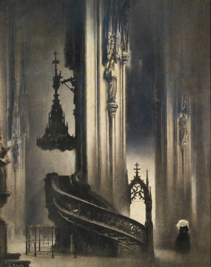The Pilgrim Pulpit Inside A Cathedral, By Ludwig Rösch (1865–1936)