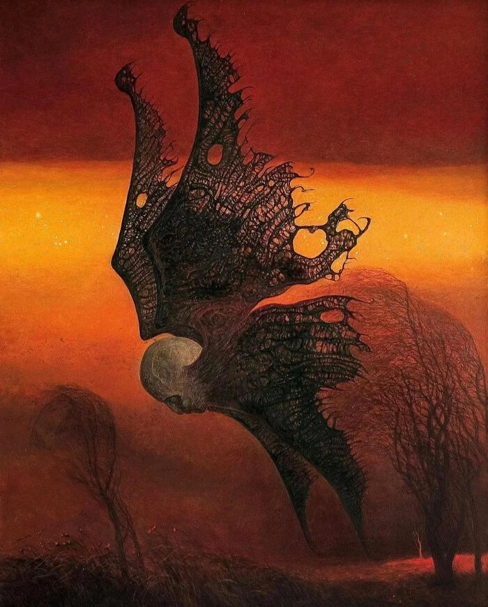 Angel-Fish Night Creature, Circa 1976, By Zdzisław Beksiński