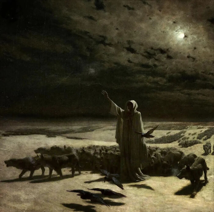 Famine Creeping In, Circa 1904 By John Charles Dollman