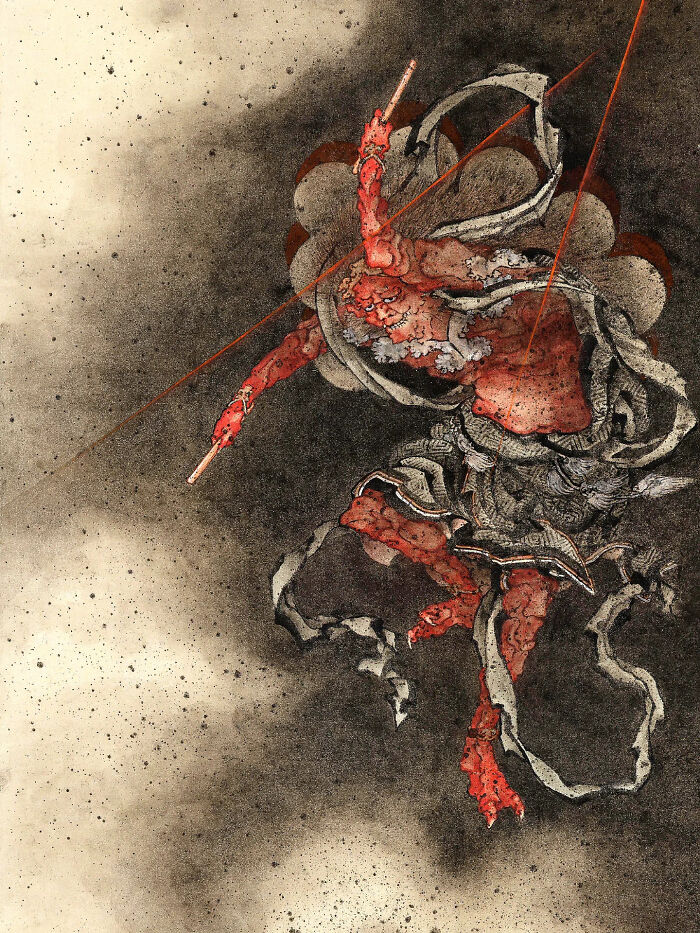 Thunder God Raijin, Circa 1840 By Katsushika Hokusai