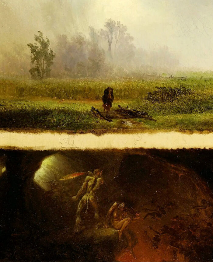 Devil Whipping His Wife Under Calm Countryside, By William Holbrook Beard (1824–1900)