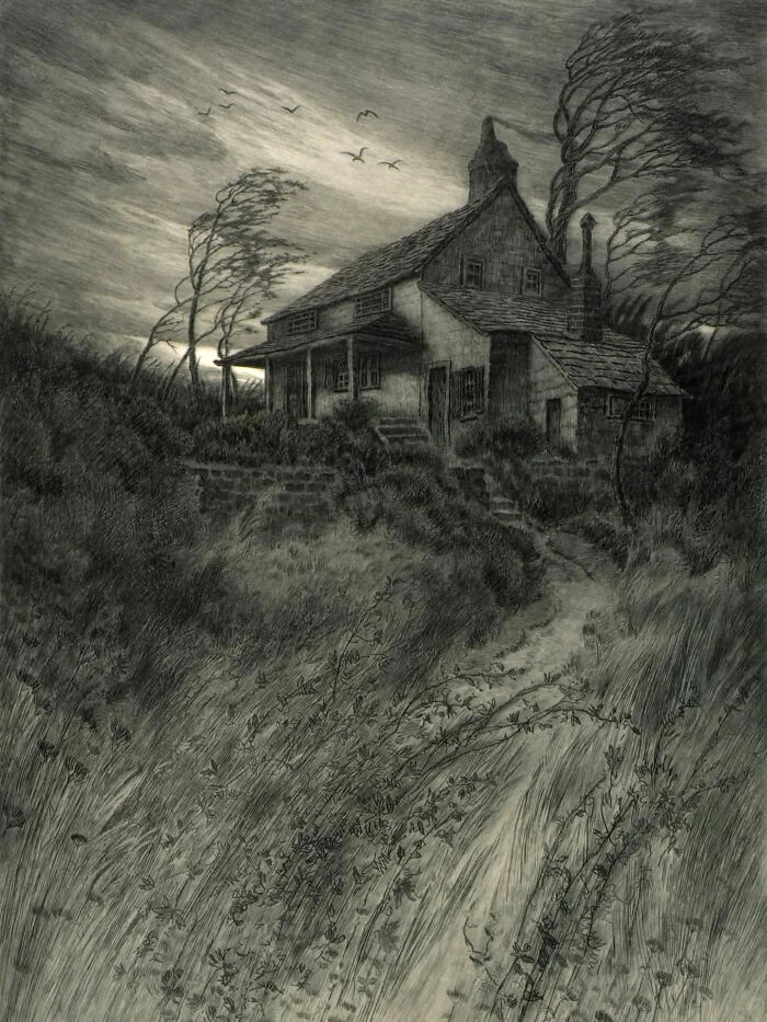 Old House Battling The Wind, Circa 1906 By Charles Frederick William Mielatz