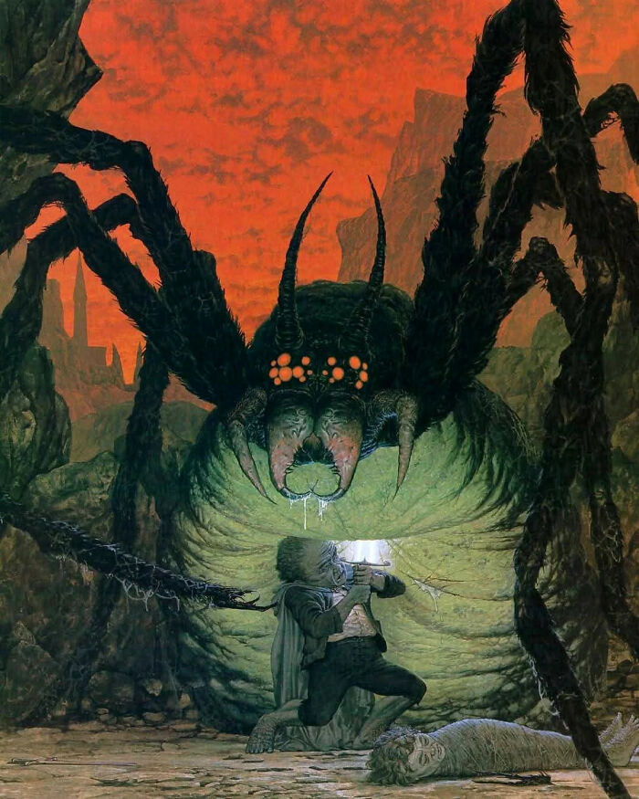 Samwise Vs Shelob Showdown, Circa 1987 By Ted Nasmith