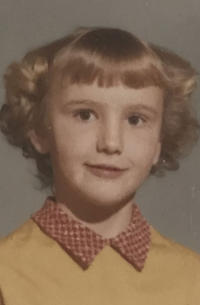 Second Grade Pincurls and a Mustard Dress Combo