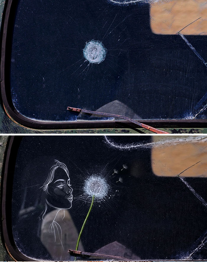 These Bullet Hole Makeovers Are Street Art Magic You Didn’t See Coming