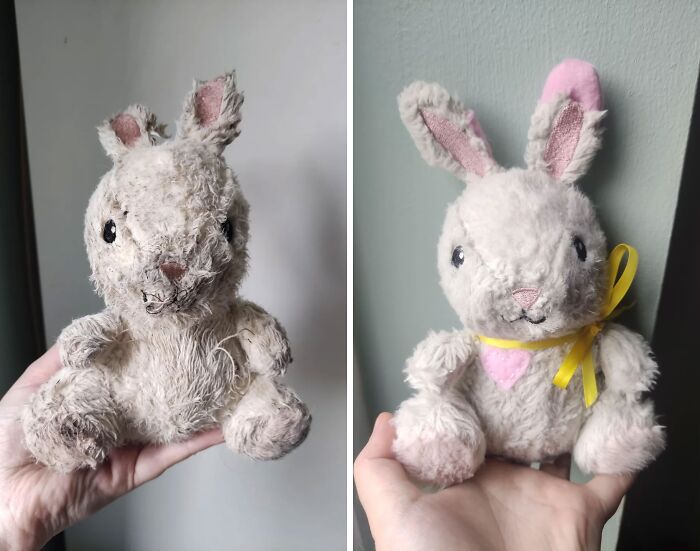 Before and After of the Saddest Plushie Ever Found