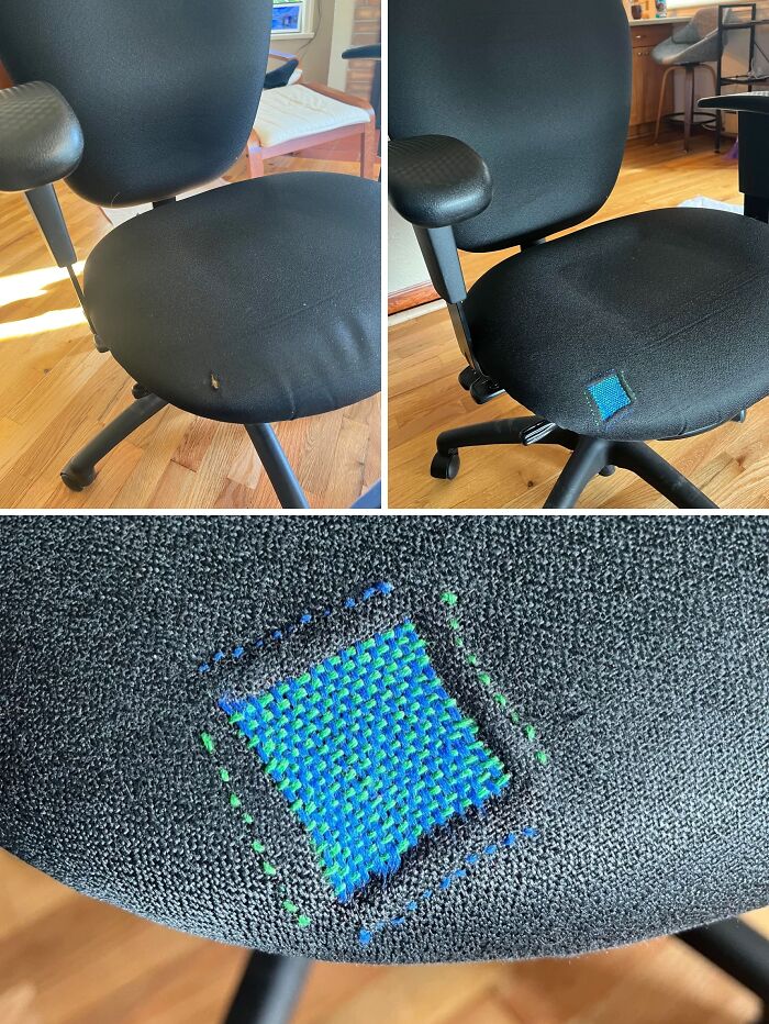 Covered a Hole in a Thrifted Office Chair — Fancy and Functional