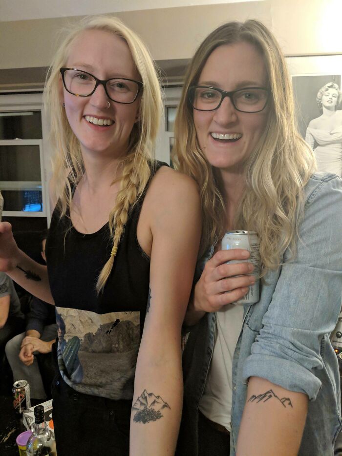 My Girlfriend Met Her Twin—They Even Have Matching Mountain Tattoos!