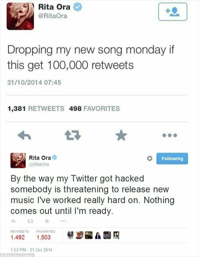 Rita Ora’s Vanishing Tweet