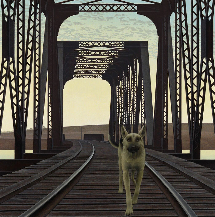 “Dog And Bridge” By Alex Colville, 1976