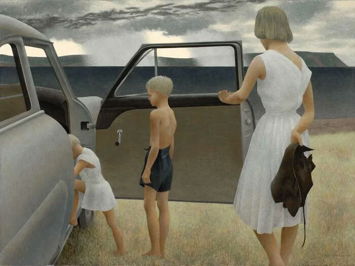 “Family And Rainstorm” By Alex Colville, 1955