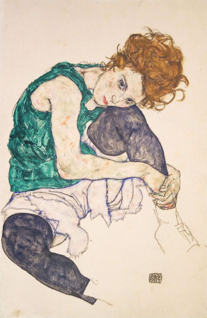 “Girl With The Bent Knee” By Egon Schiele, 1917