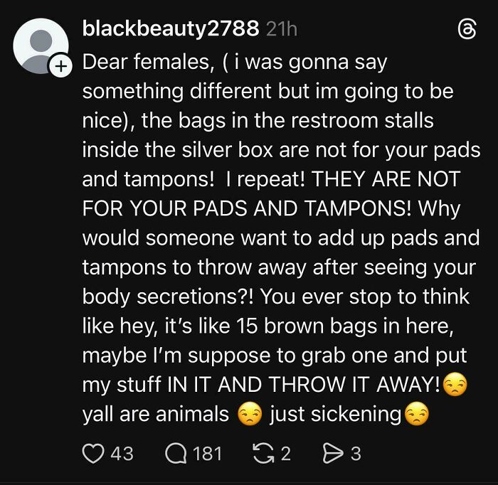 Dear Females, You're Animals Now