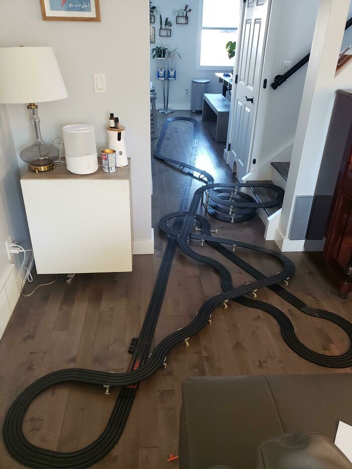 Found My Old Slot Car Track While Cleaning—Instant Kid Mode Activated!