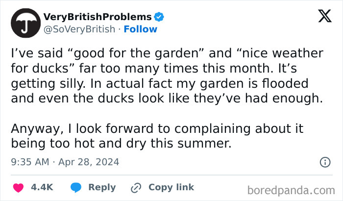 Wait, British Tweets About Rain And Tea Are This Hilarious?!