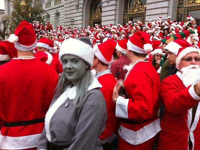 Desaturated Santa Costume That’s Somehow Still Awesome