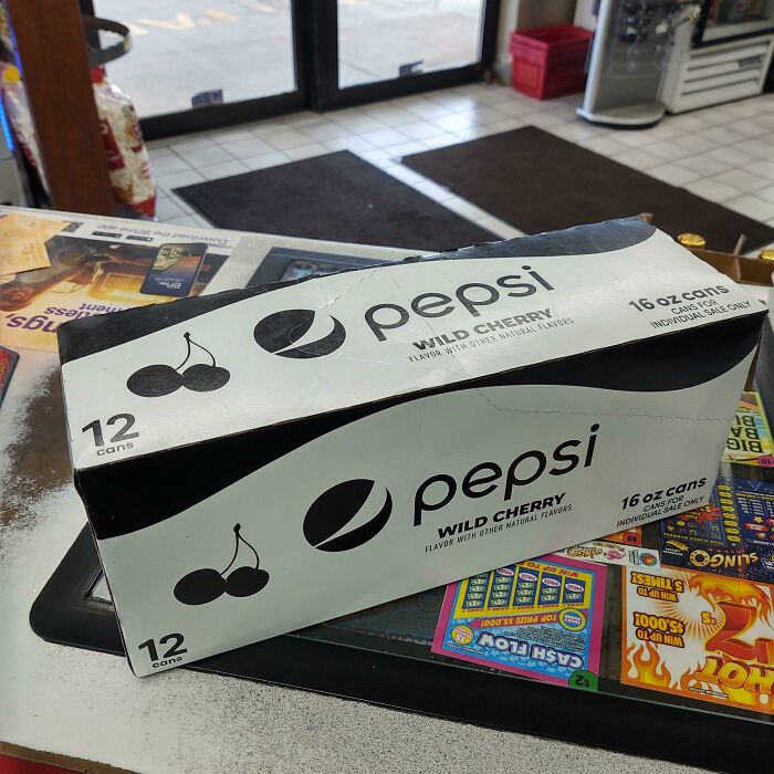 Black and White Soda Boxes at My Gas Station—Stylish and Mysterious