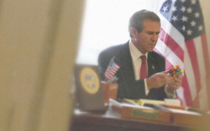George Bush Battles the Rubik’s Cube