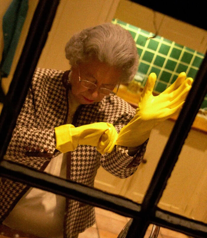 The Queen Tries on Garden Gloves