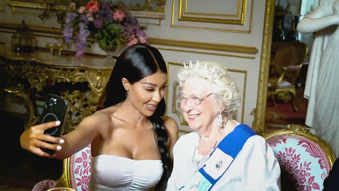 The Queen Chilling with Kim Kardashian