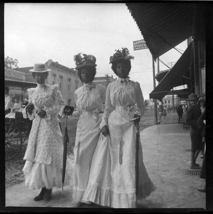 Three Women All Dressed Up In Texas, 1900, Looking Ready For Sunday