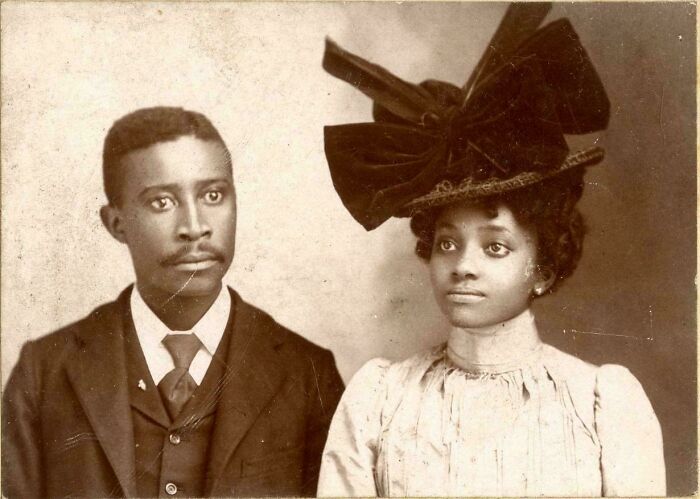 Young Couple Posing All Serious-Like In The 1890s