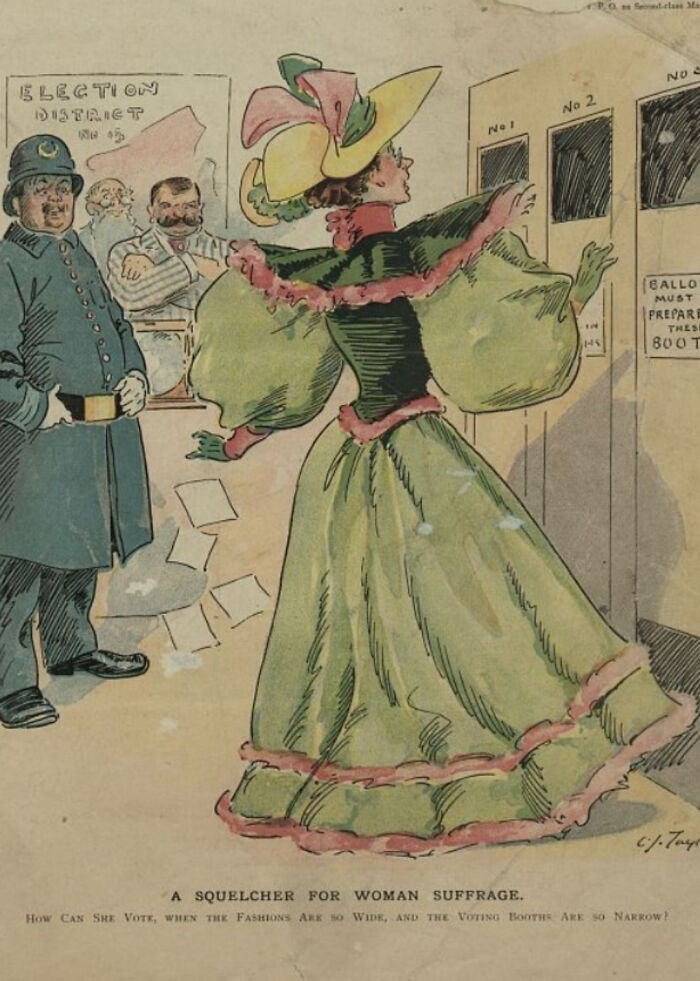 Victorian Fashion vs. Voting Booths: Too Wide For Their Own Good, 1894