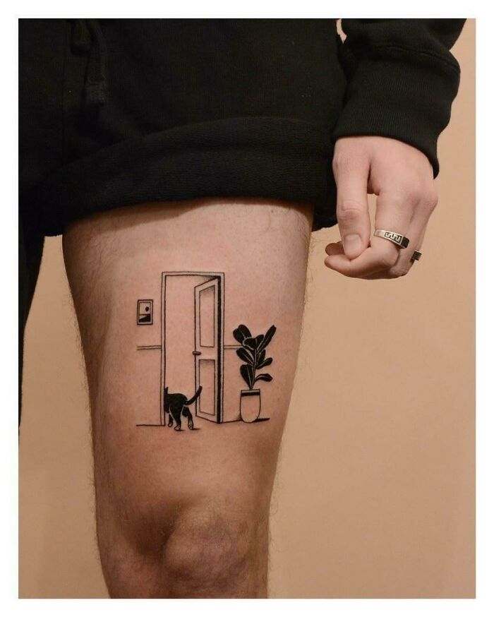 My Cat Entering a Room, by Yonatan Dagan, Trst Tattoo, Israel