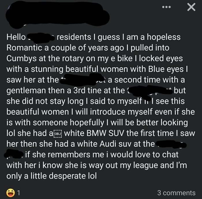 Posted In My Town's Facebook Group. He’s A Little Desperate, Okay?