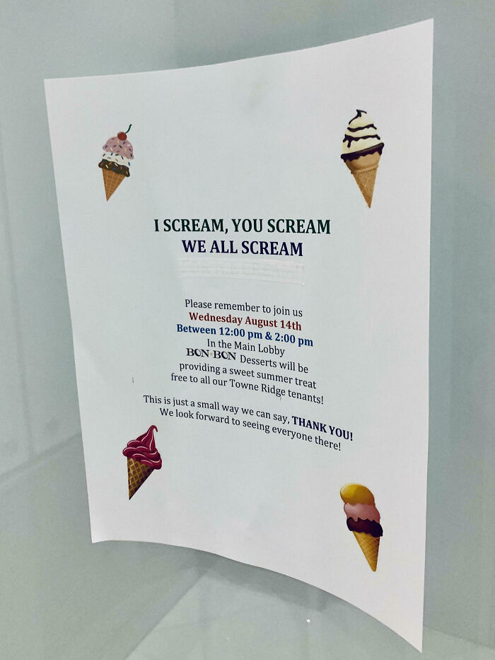 Someone Whited Out “For Ice Cream” On This Flyer… Genius!