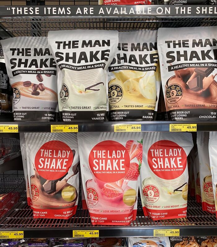 "Man" and "Lady" Protein Shakes: Same Stuff, Different Labels