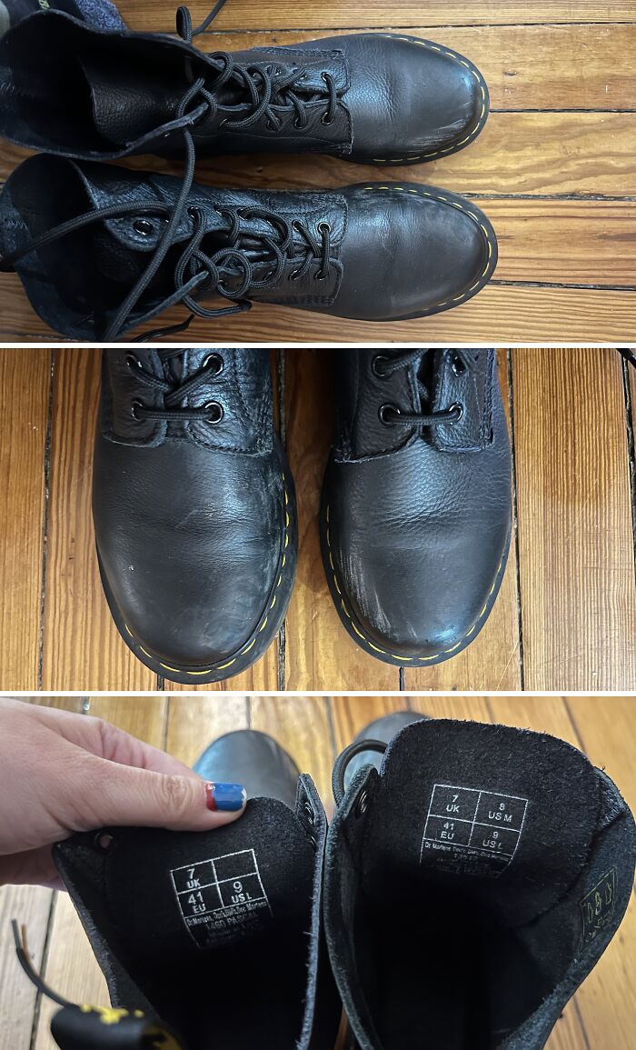 Mismatched Doc Martens: One Men’s, One Women’s. Can’t Unsee!