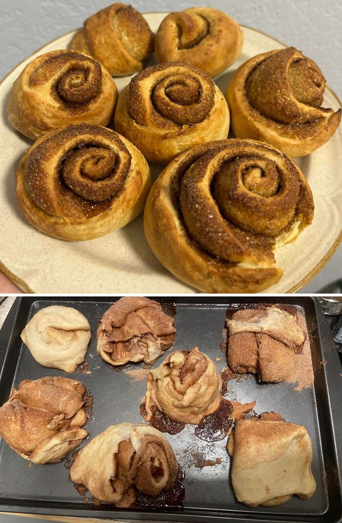 My Wife’s Cinnamon Rolls vs. My Cinnamon Rolls (Homemade Disaster)