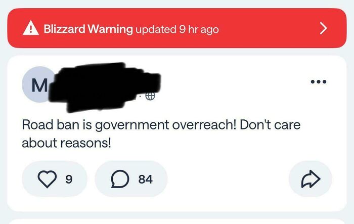 Totalitarian Blizzard Road Shutdown? Yep.