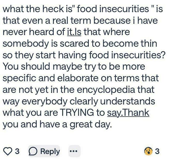Charming Comment While Many Go Hungry