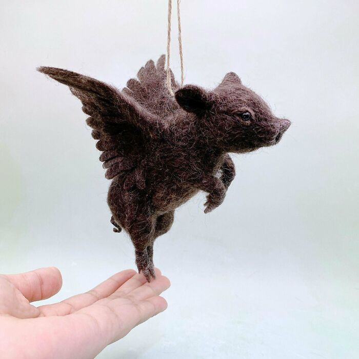 Flying Pigs? Got ‘Em Felted and Ready to Soar